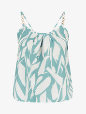 Camiseta de tirantes con estampado gráfico y tirantes joya - Verde agua