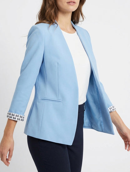 Chaqueta recta con hombreras - Azul cielo