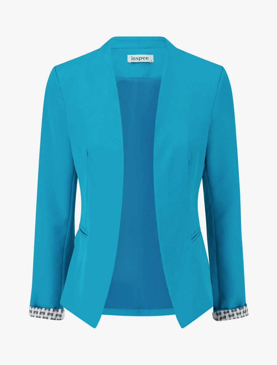 Chaqueta recta con hombreras - Turquesa