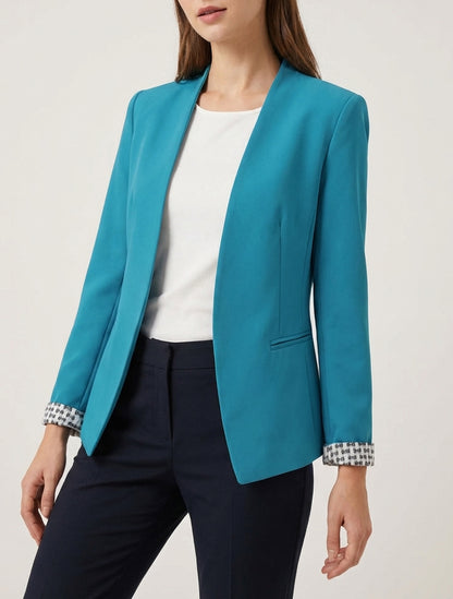 Chaqueta recta con hombreras - Turquesa