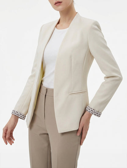 Chaqueta recta con hombreras - Beige claro