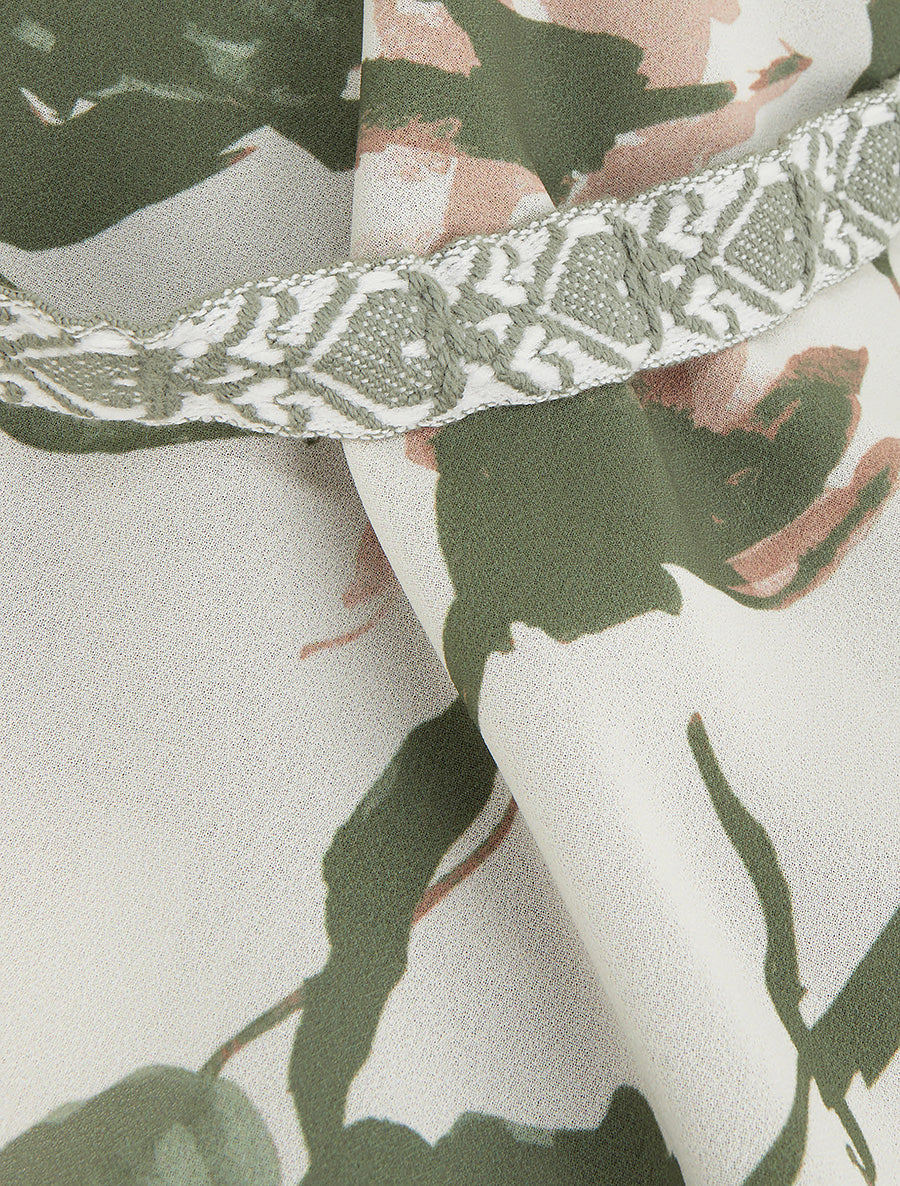 Caraco imprimé fleurs abstraites - Kaki - 3