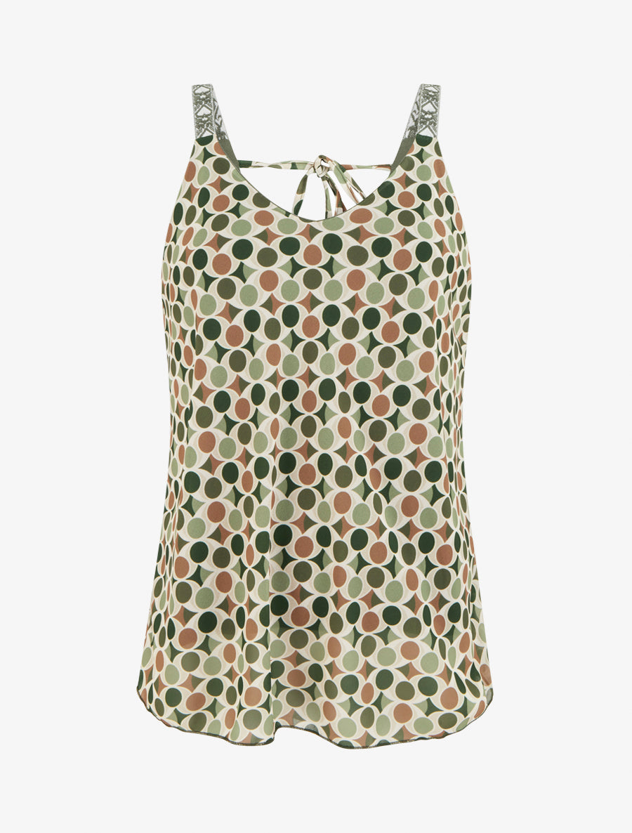 Caraco imprimé pois stylisés - Kaki - 1