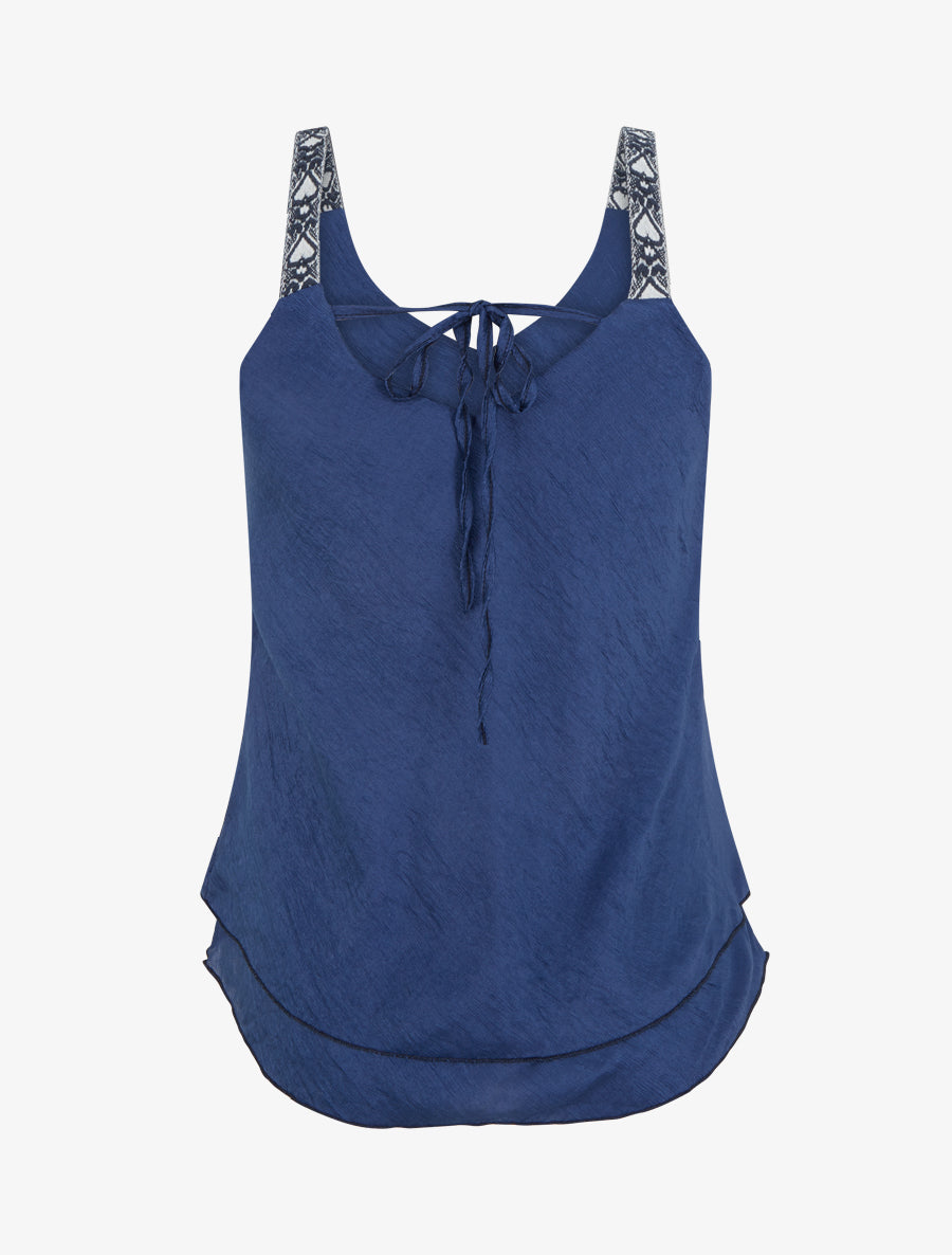 Caraco en tissu texturé - Marine - 2