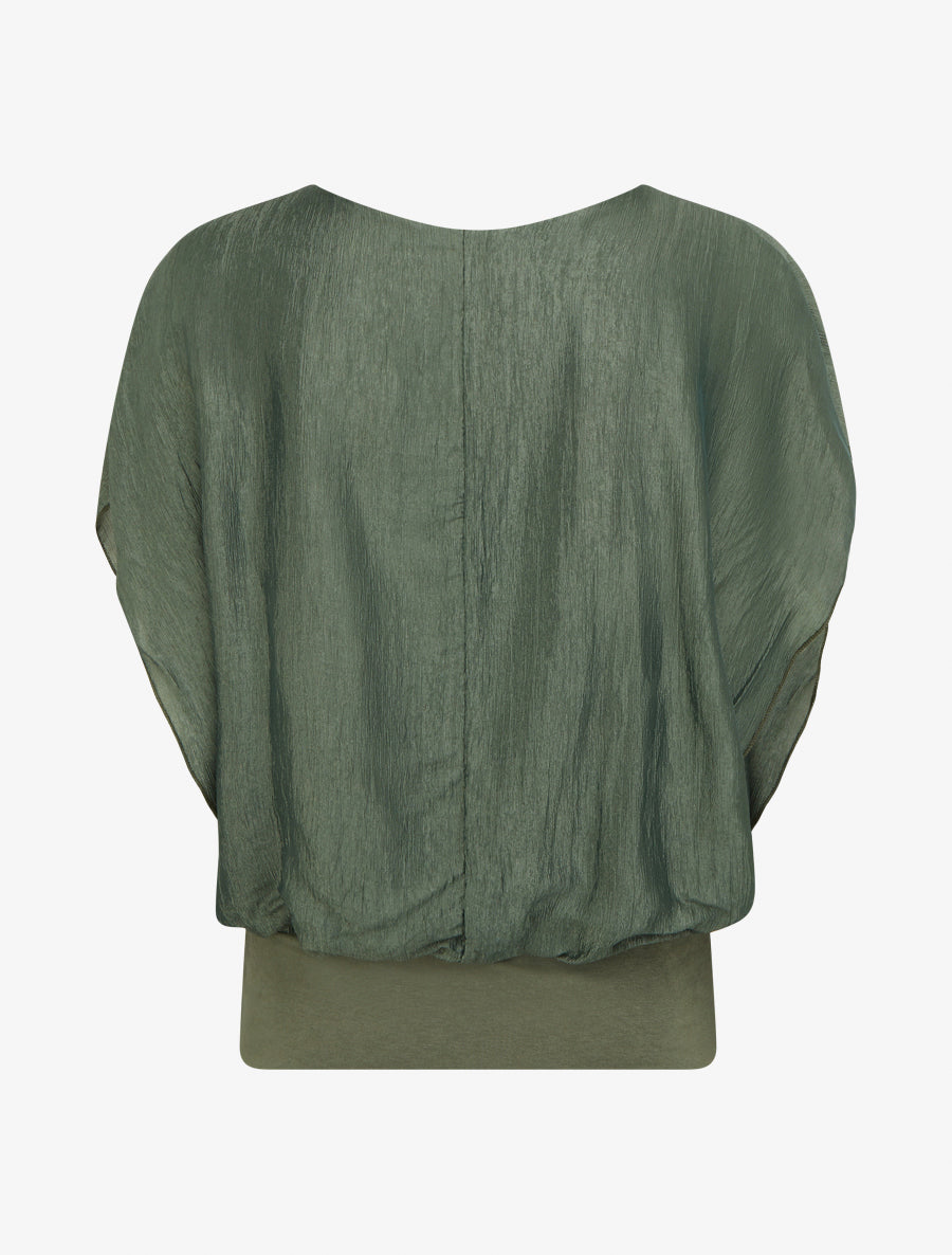 Top boule en tissu texturé - Kaki - 2