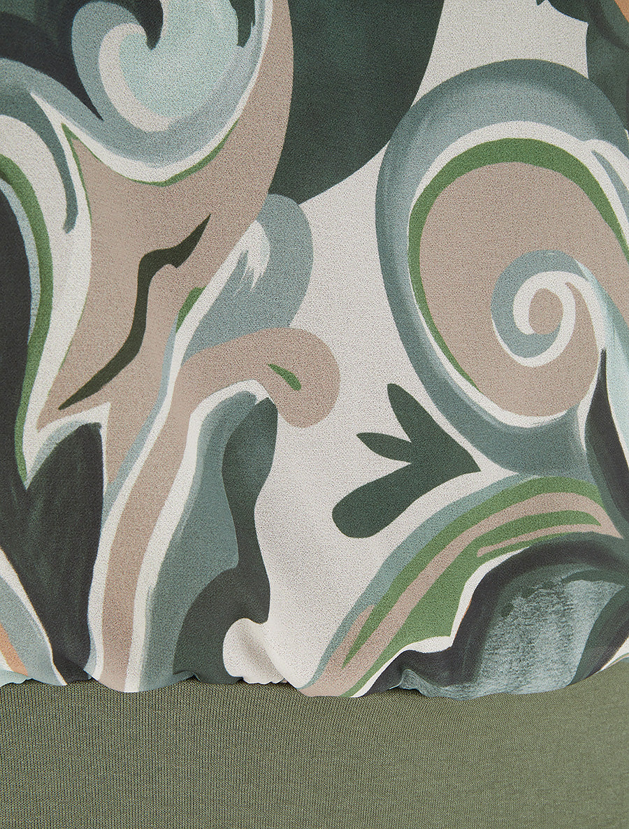 Top droit manches courtes imprimé arabesque - Kaki - 3