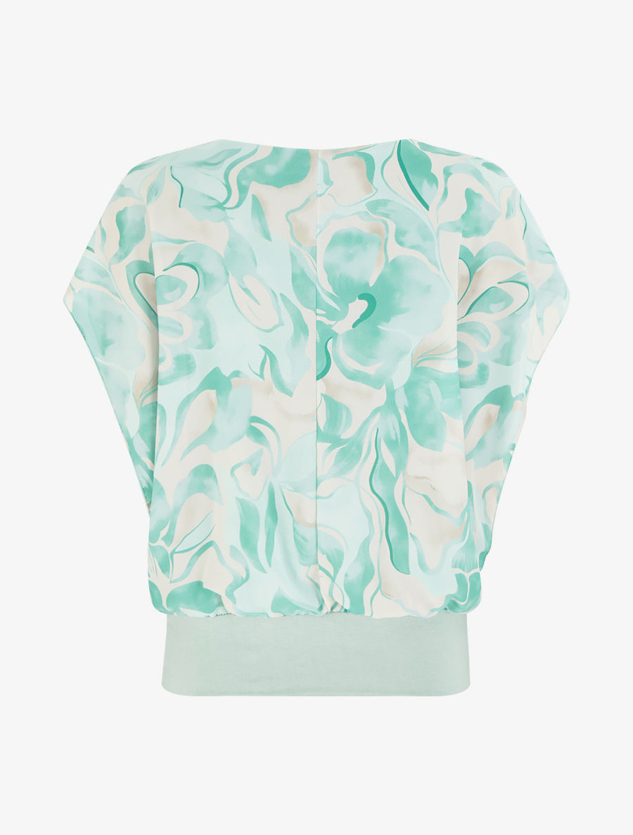Top droit manches courtes imprimé floral - Vert d&