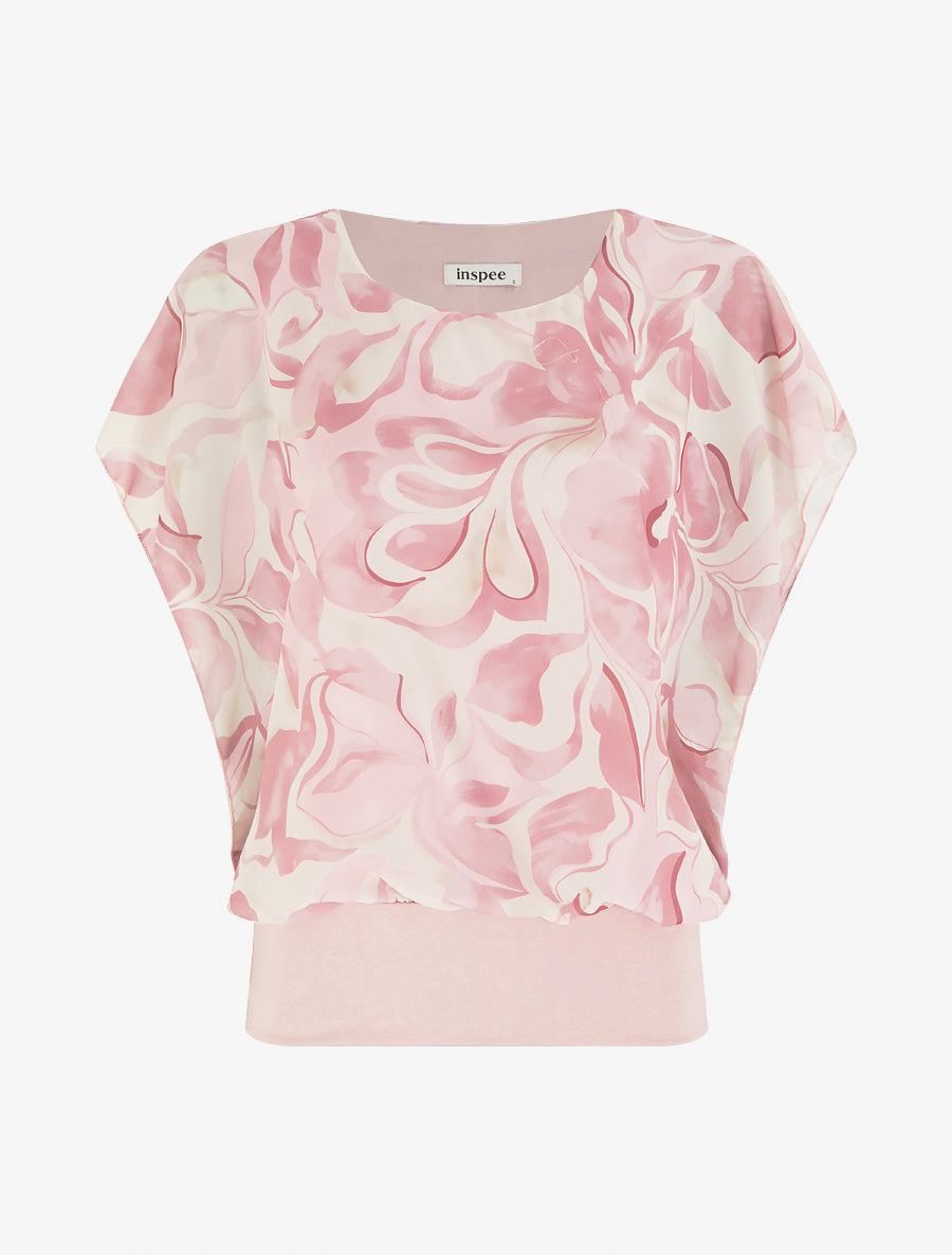 Top droit manches courtes imprimé floral - Rose - 1