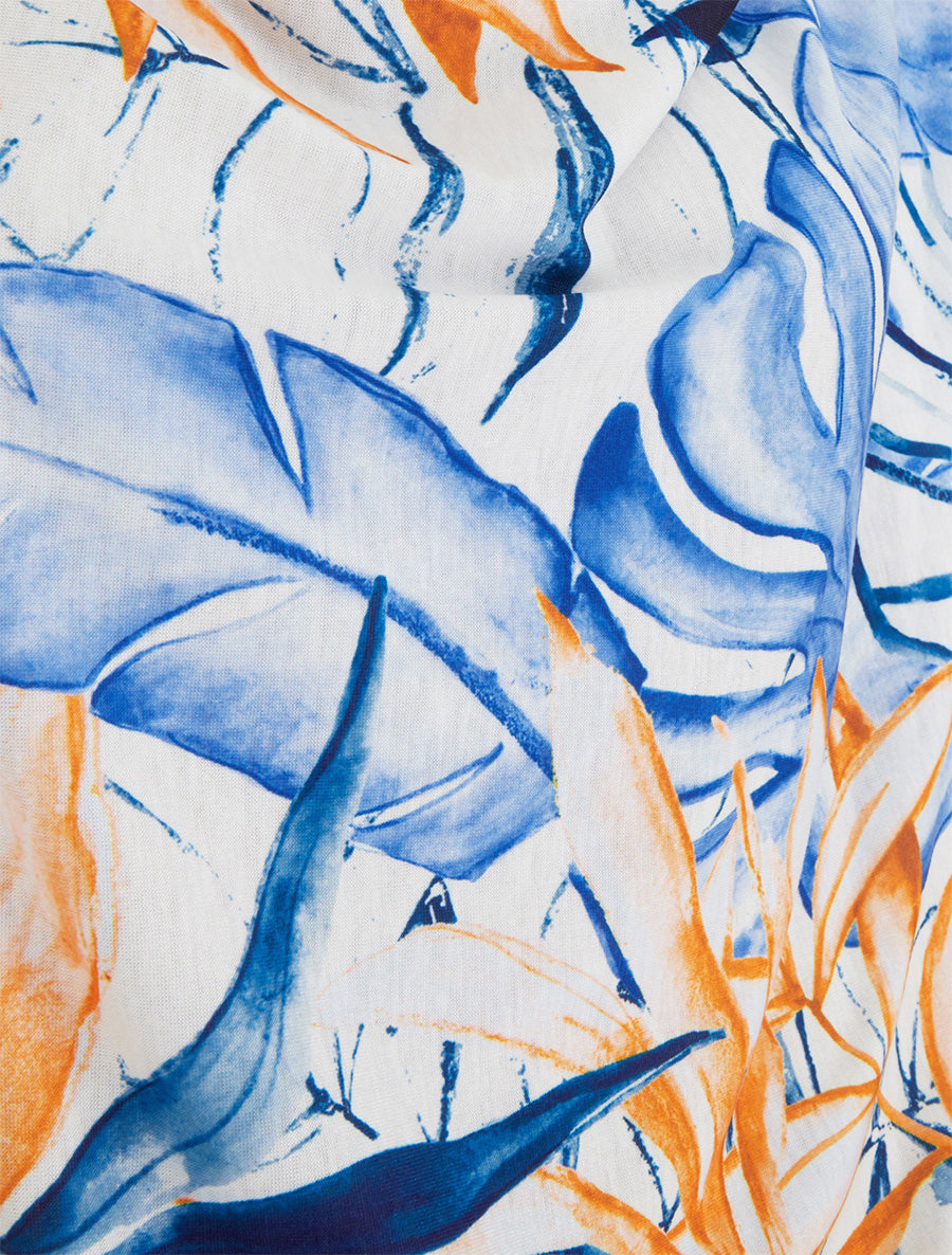 Top tropical manches 3/4 et effet plissé - Marine - 3