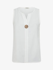 Top droit sans manches à bouton - Blanc - 1