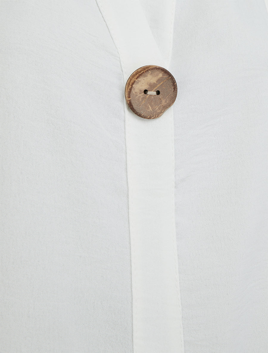 Top droit sans manches à bouton - Blanc - 3