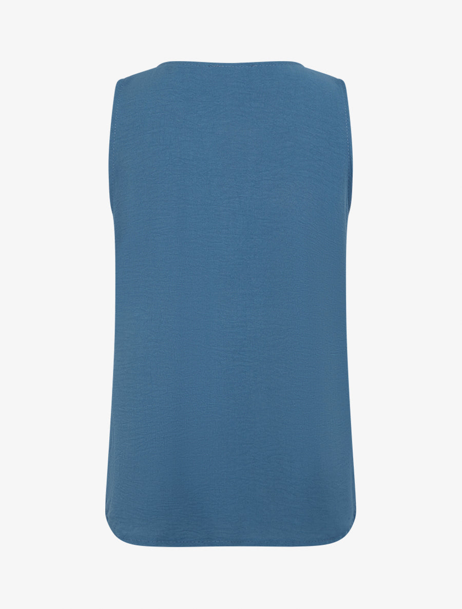 Top droit sans manches à bouton - Bleu foncé - 2