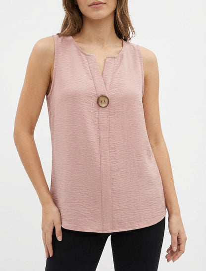 Top derecho sin mangas con botones - Rosa