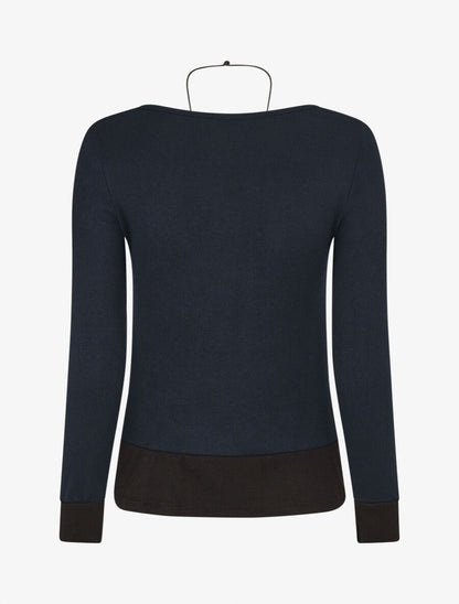 Pull fin effet superposé - Marine/noir - 2