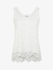 Top sans manches en dentelle à col U - Blanc - 1