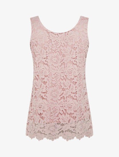 Top sans manches en dentelle à col U - Vieux rose - 2