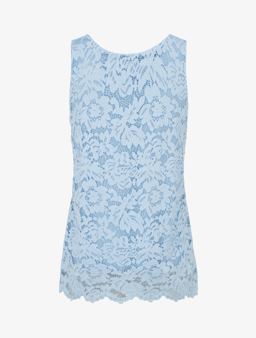 Top sans manches en dentelle à col U - Bleu ciel - 2
