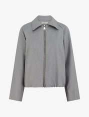 Veste droite zippée à col chemise - Gris - 1