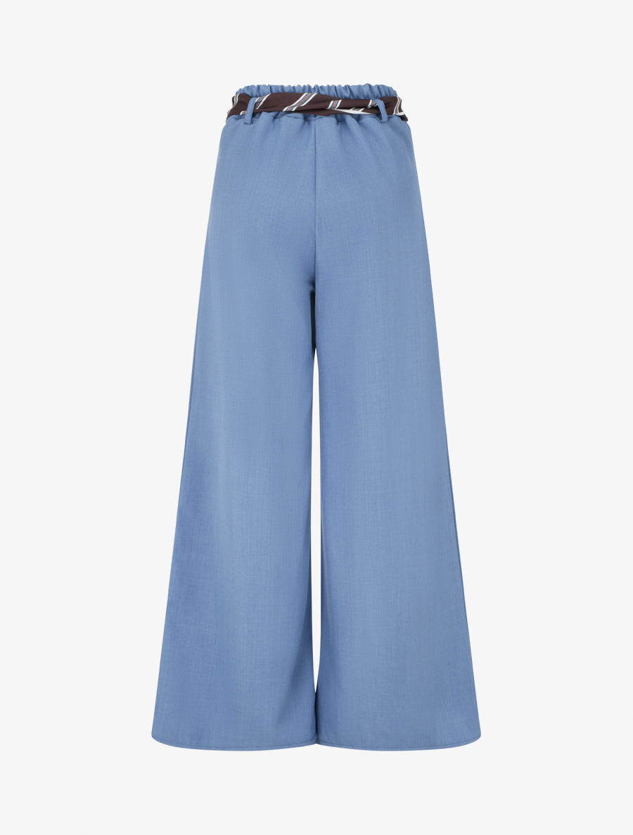 Pantalon ample à ceinture style foulard - Bleu clair - 2