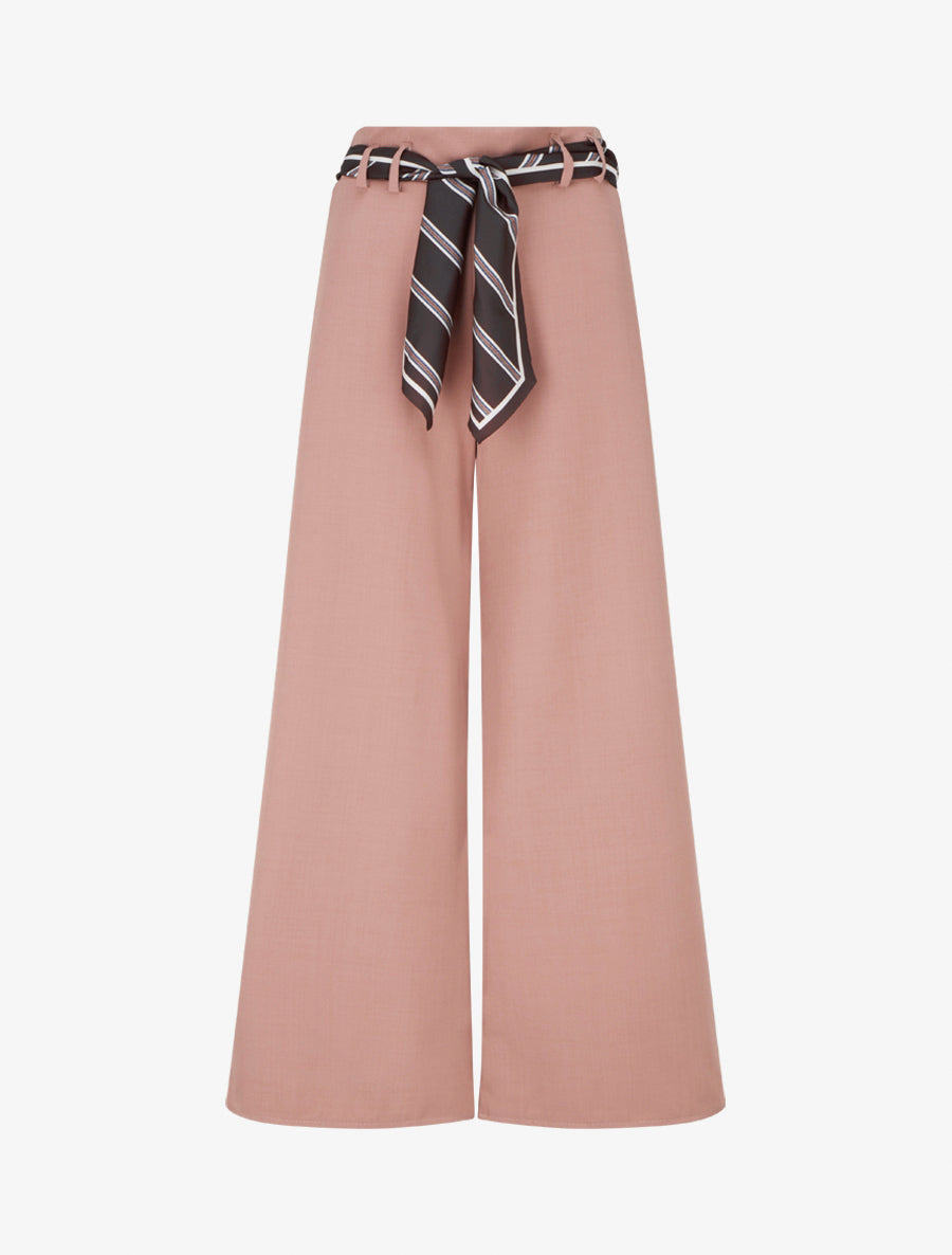 Pantalon ample à ceinture style foulard - Rose - 1