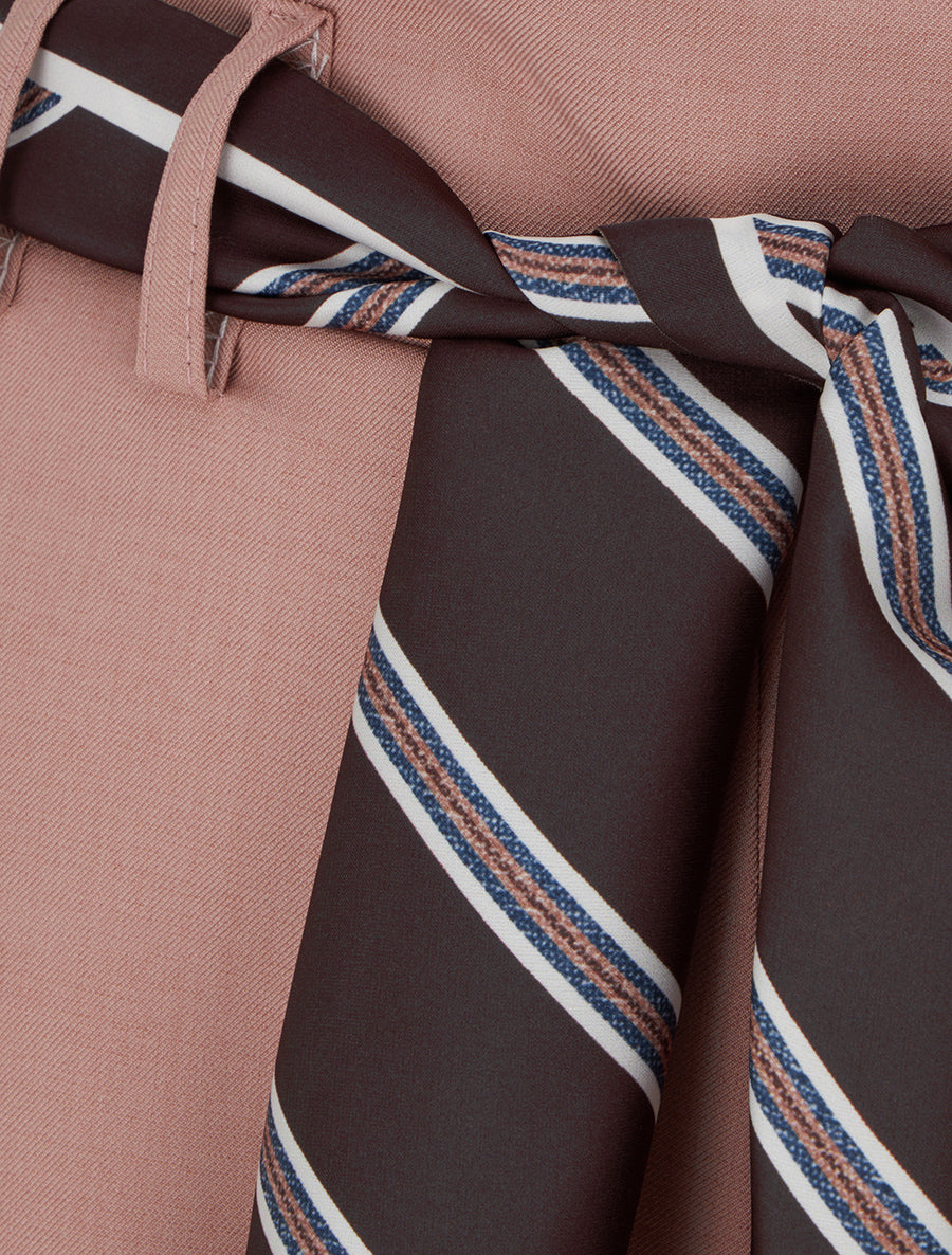 Pantalon ample à ceinture style foulard - Rose - 3