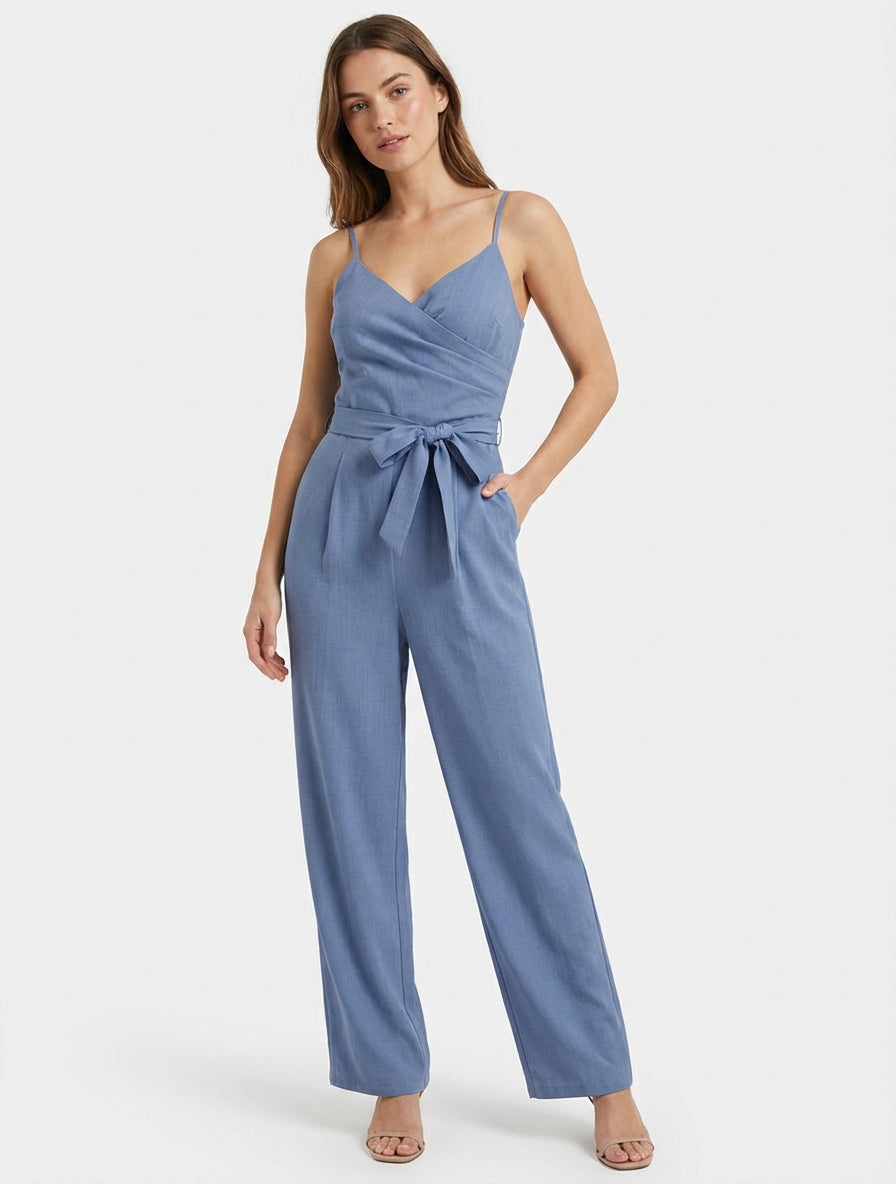 Combinaison recta con tirantes finos - Azul