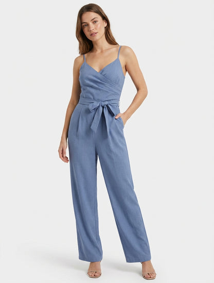 Combinaison recta con tirantes finos - Azul