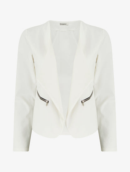 Veste droite à poches zippées - Écru - 1