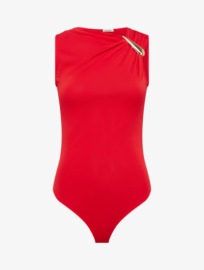Body stretch à empiècement bijou - Rouge - 1