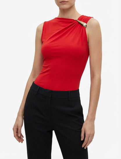 Estiramiento corporal con incrustaciones de joyas - Rojo