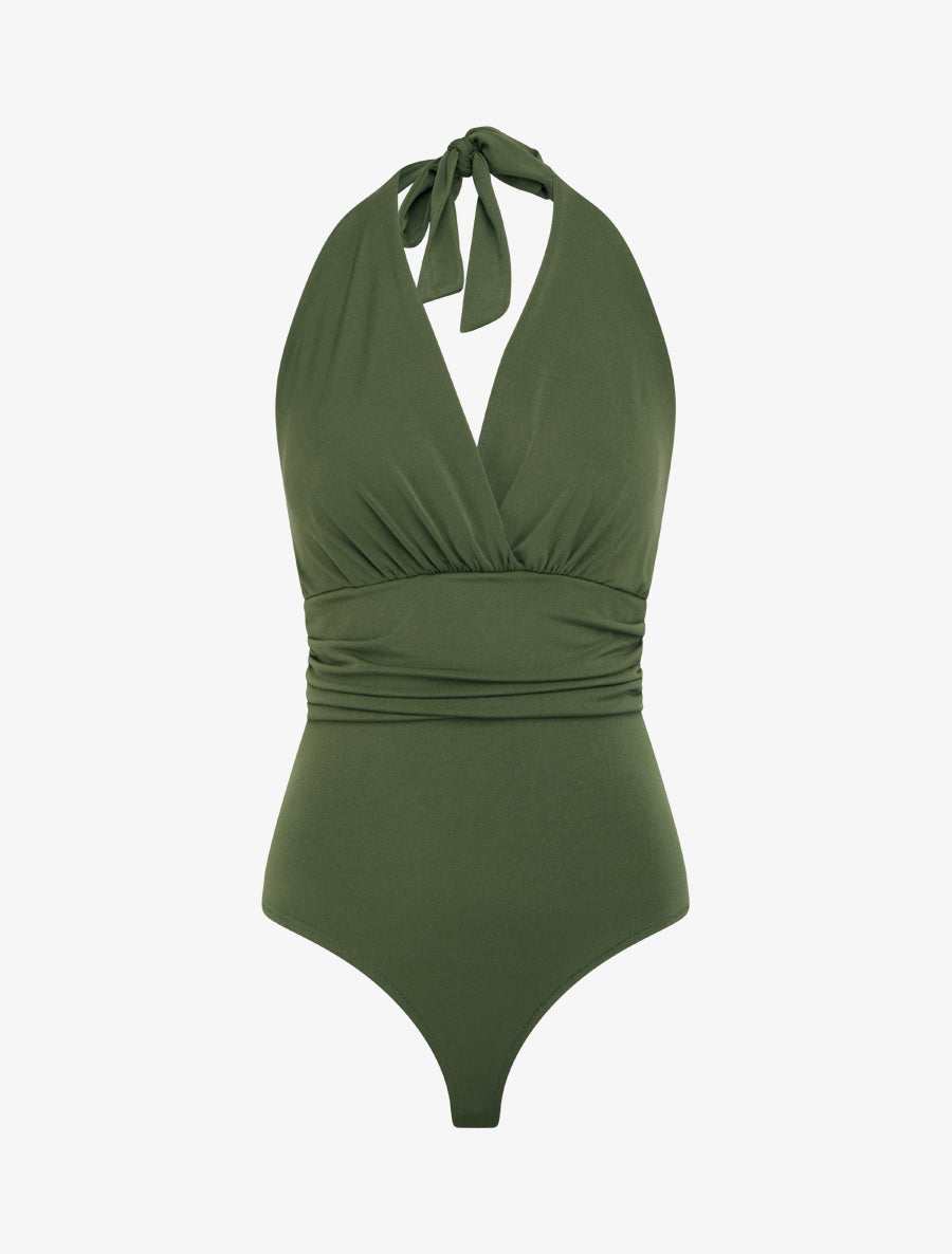 Body uni à dos nu - Kaki - 1
