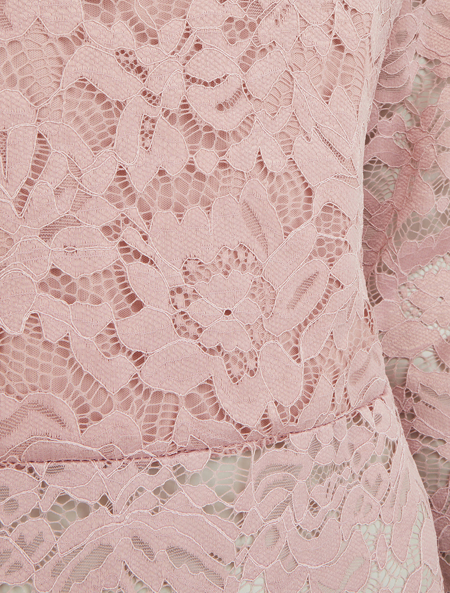 Body en dentelle manches longues - Vieux rose - 3