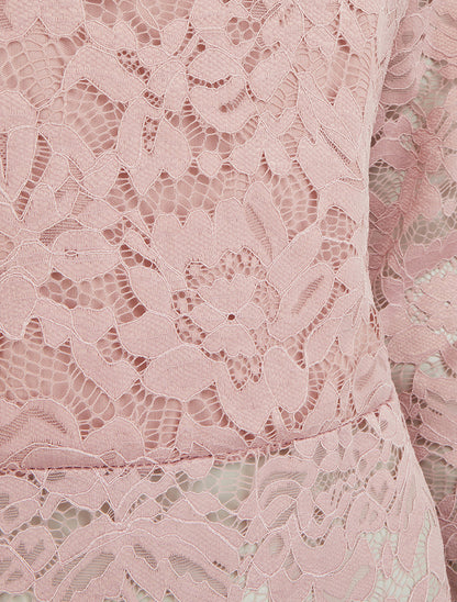 Body en dentelle manches longues - Vieux rose - 3