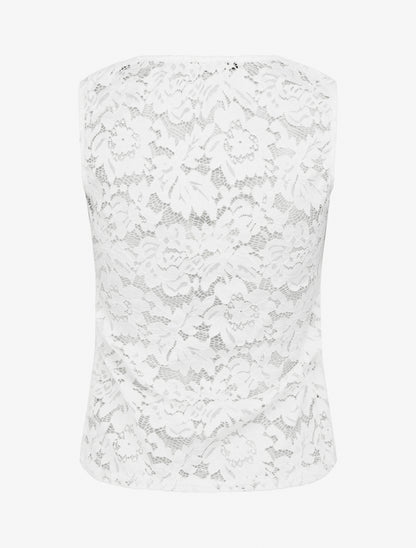 Top sans manches en dentelle - Blanc - 2