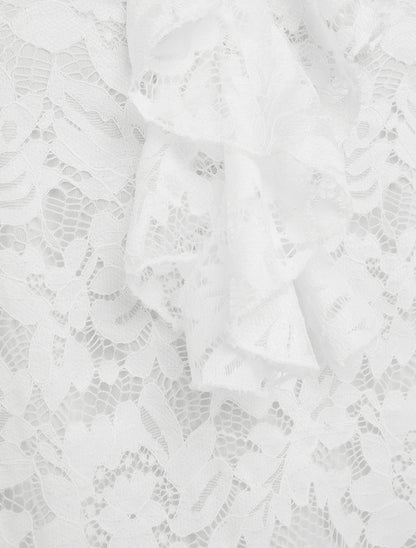 Top sans manches en dentelle - Blanc - 3