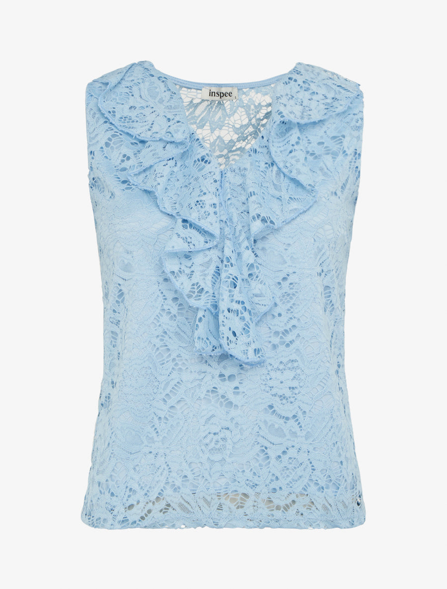 Top sans manches en dentelle - Bleu ciel - 1