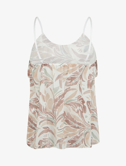 Caraco volanté imprimé feuilles - Taupe - 2