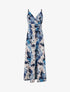 Robe longue à fines bretelles imprimé feuillage - Marine - 1