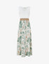 Robe longue à dentelle et imprimé floral - Kaki clair - 1