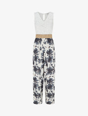 Combinaison à dentelle et imprimé floral - Noir - 1