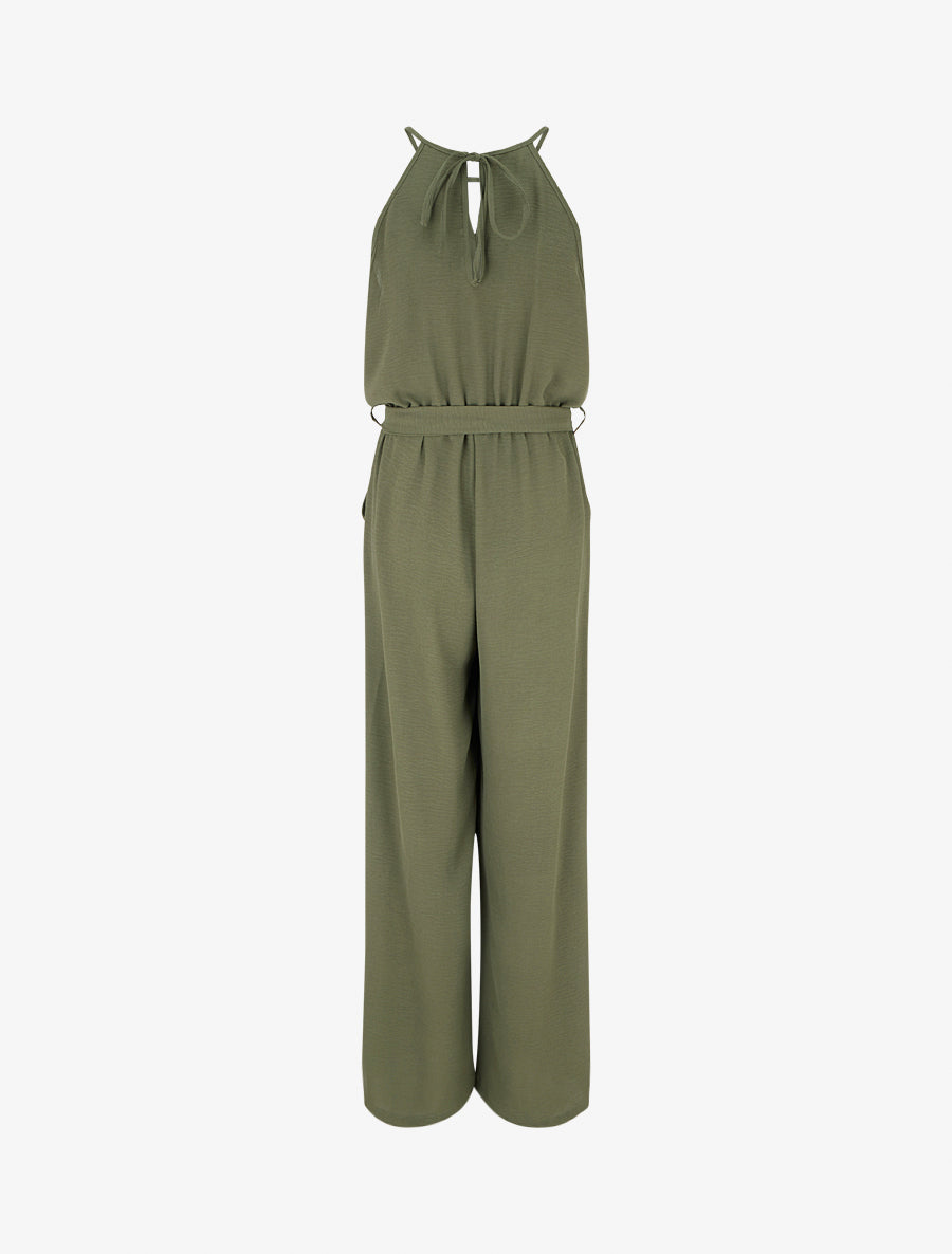 Combinaison ajourée à taille élastiquée - Kaki - 2