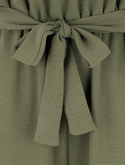 Combinaison ajourée à taille élastiquée - Kaki - 3