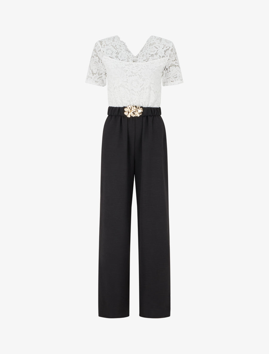 Combinaison bimatière et bicolore - Blanc - 1