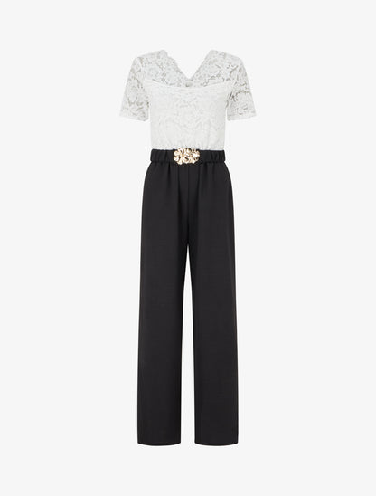 Combinaison bimatière et bicolore - Blanc - 1