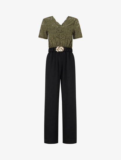 Combinaison bimatière et bicolore - Kaki - 1