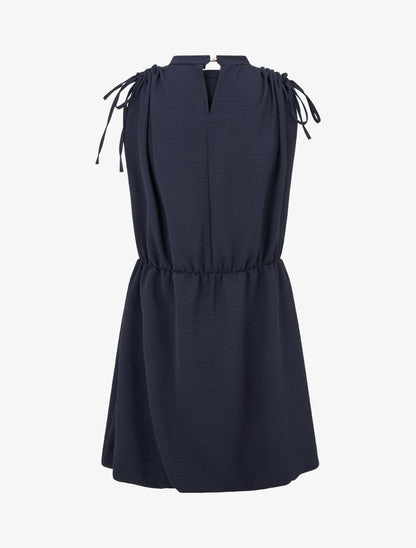 Robe évasée sans manches à épaules froncées - Marine - 2