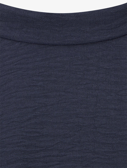 Robe évasée sans manches à épaules froncées - Marine - 3