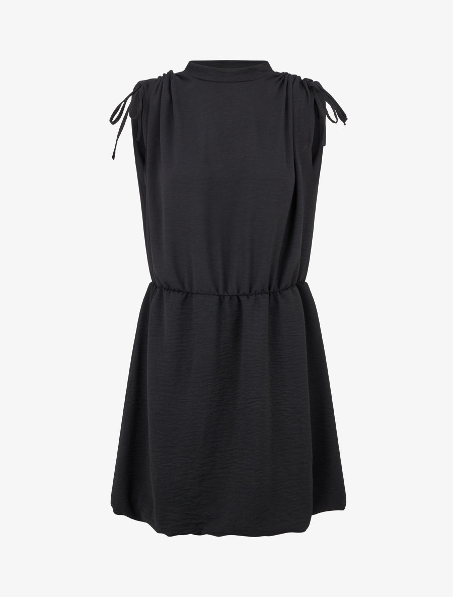 Robe évasée sans manches à épaules froncées - Noir - 1