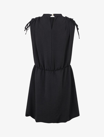 Robe évasée sans manches à épaules froncées - Noir - 2