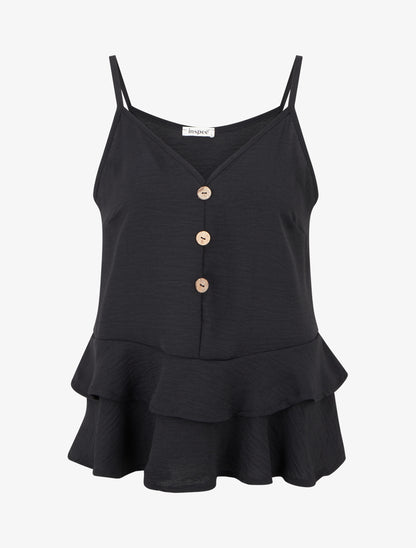 Caraco fluide à volants - Noir - 1